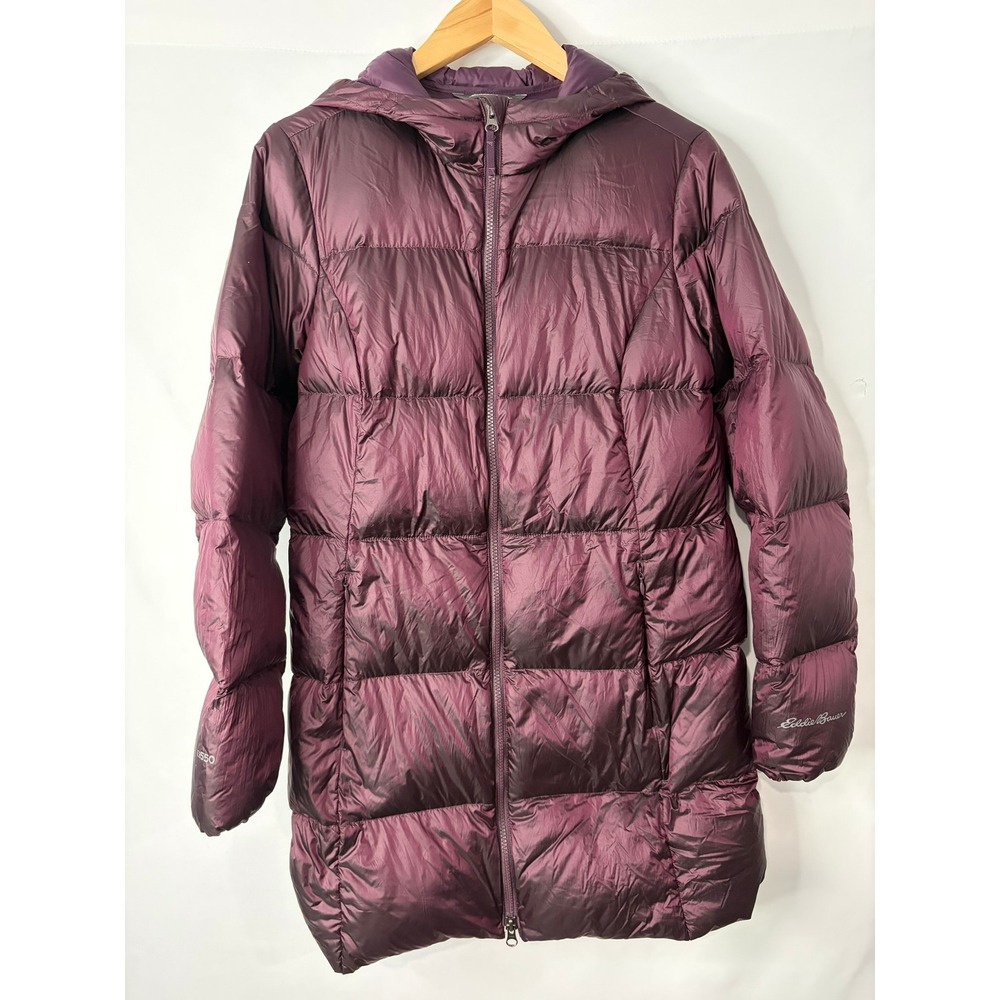 Eddie Bauer Jacket Womens L Plum Luna Peak EB550 Down Parka Puffer Full Zip
